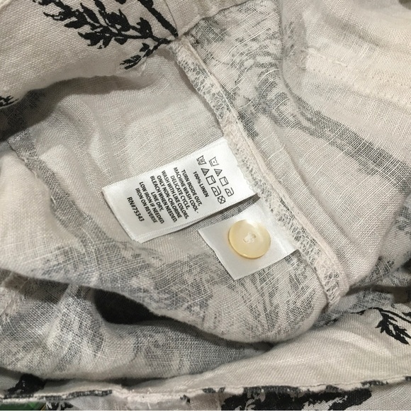 New JOIE Linen straight Leg Pants Hi Rise Size 8 Black White Tree Printed - Picture 4 of 7